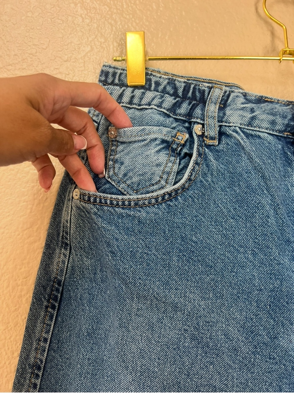 We The Free Cotton Wide Leg Raw Hem High Rise Denim Boho Jeans Size 28 - Picture 5 of 14